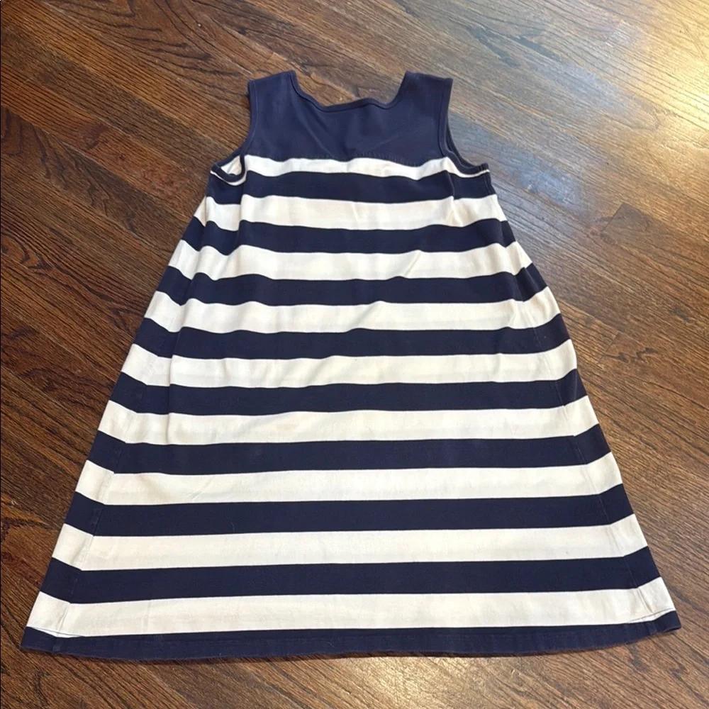 Hanna Andersson Navy & White Sleeveless Crew Neck Nautical Sundress 100% Cotton - Picture 6 of 7